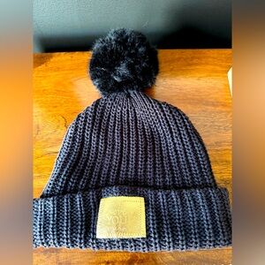 Love Your Melon Black Knit Beanie with Single Black Pom